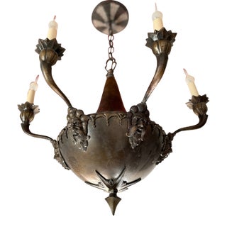 Dramatic Metal Empire Chandelier For Sale