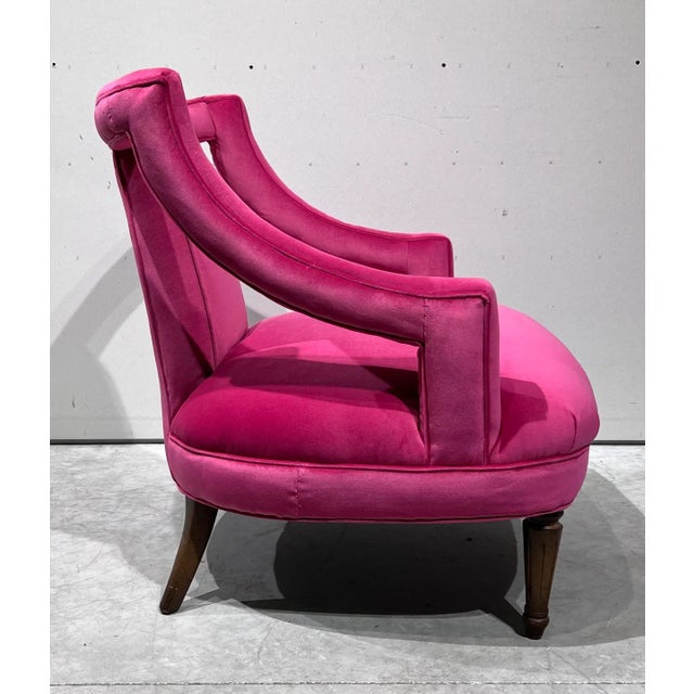 Pair of Chairs Open Arm Lounge Chairs by Silver Craft Furniture Company Gaston Y Daniela Pink Velvet For Sale - Image 6 of 12