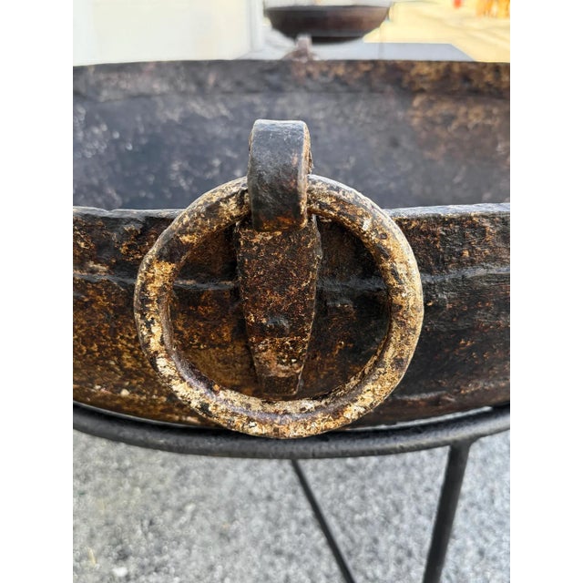 Vintage Iron Kadai Fire Bowl For Sale - Image 4 of 4