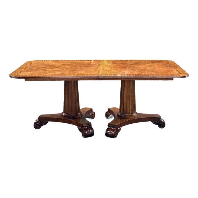 Henredon 18th Century Inspired Neoclassical Double Pedestal Dining Table With 2 Leaves For Sale
