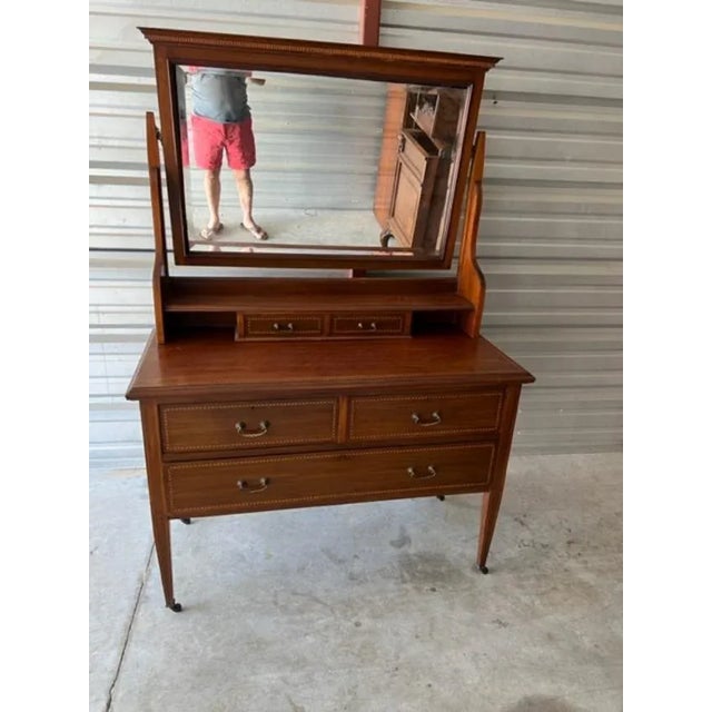 Wood 19th Century English Vanity Table With Mirror For Sale - Image 7 of 7