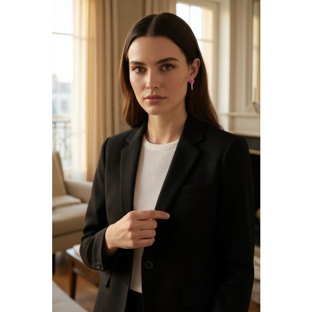 Red Vintage 14k Yellow Gold Cabochon Ruby Screw-Back Earrings, A Pair For Sale - Image 8 of 12