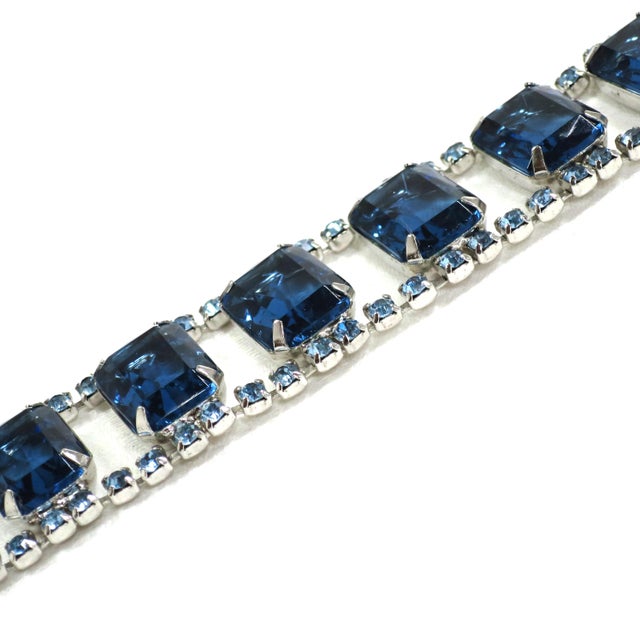 Mid-Century Modern Vintage Sapphire Crystal Bracelet 1960s For Sale - Image 3 of 9
