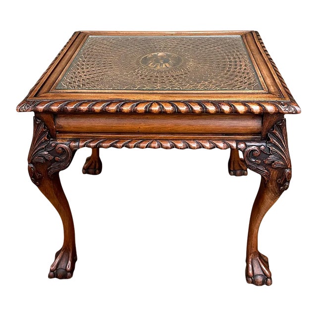 Antique English Walnut Chippendale End Table For Sale