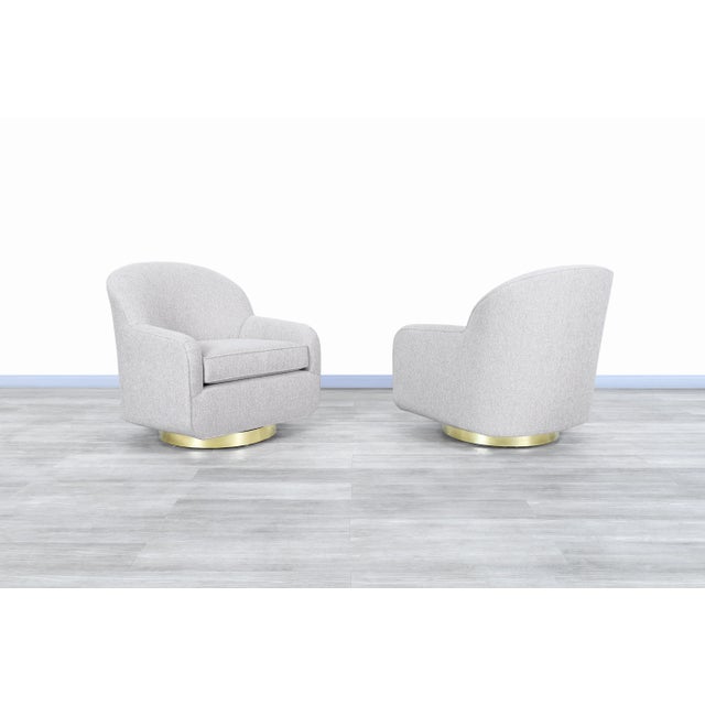 Mid-Century Modern Brass Swivel Lounge Chairs by Directional - A Pair For Sale In Los Angeles - Image 6 of 11