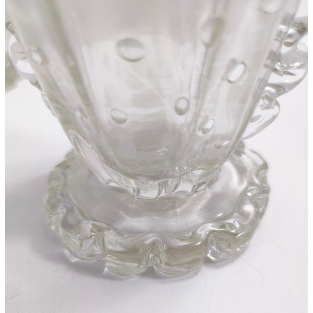 Transparent Bullicante Murano Glass Vases by Ercole Barovier, 1930s, Set of 2 For Sale - Image 6 of 10