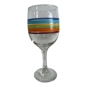 1970’s Set of 5 Colorful Rainbow Striped Fiesta Ware Wine - Water Goblets