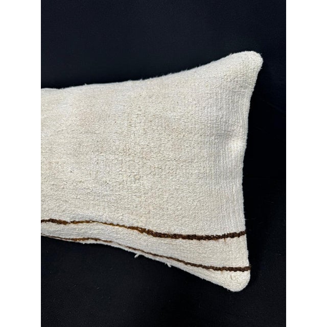 Turkish Hemp Pillow Cushion Natural Beige Brown Cushion Cover 14x40 For Sale - Image 4 of 4