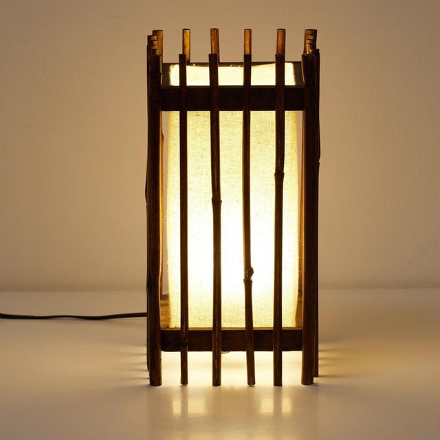 Mid-Century Modern Table Lamp in Bamboo and Linen, 1950 For Sale - Image 16 of 18