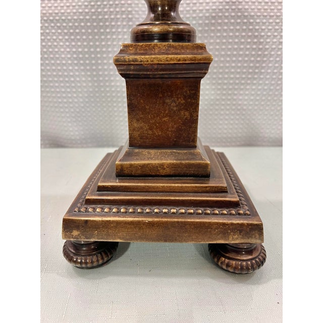 Introducing this exquisite Vintage Palm Beach Regency Large Patinated Brass Palm Tree Column Candlestick Holder! This...