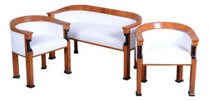 Empire Seating Set in Spruce and Cherry Wood, 1850s, Set of 3