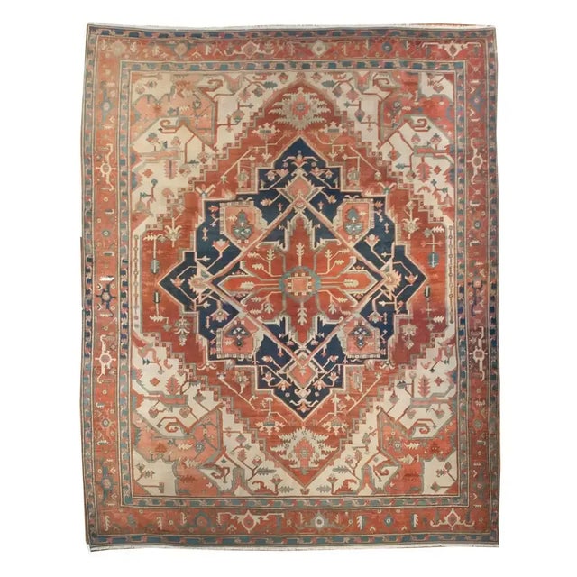 Textile 19th Century Antique Serapi Rug For Sale - Image 7 of 7