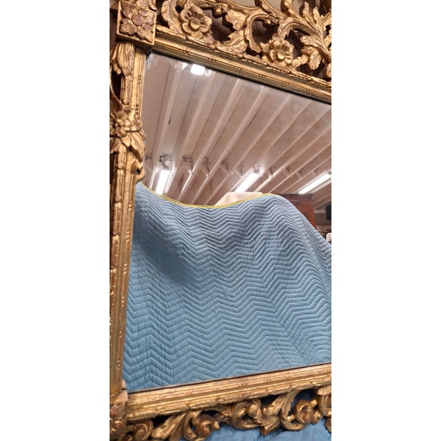 Wood Spectacular Baroque Style Floral Carved Victorian Mirror For Sale - Image 7 of 11