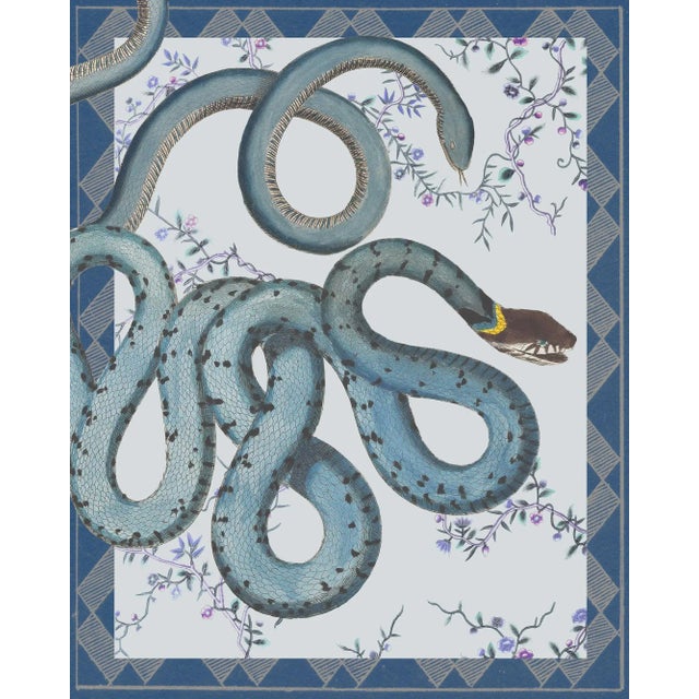 Not Yet Made - Made To Order Reproduction "Les Serpentes" Snakes, Flowers, and Textile Pattern Blue Tone Print For Sale - Image 5 of 5