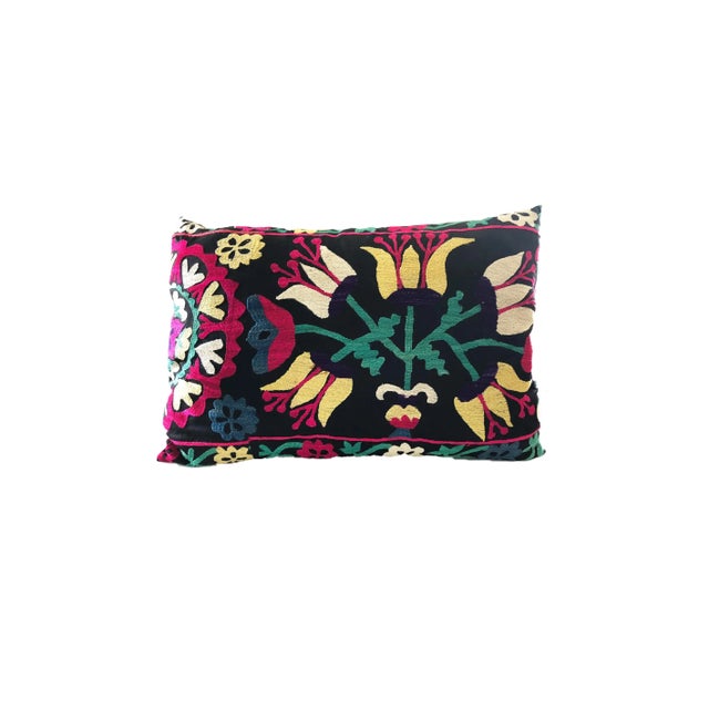 Mid-Century Modern Stunning Old Custom Made Uzbeck Suzani Lg Pillow 25.5" by 18" For Sale - Image 3 of 8