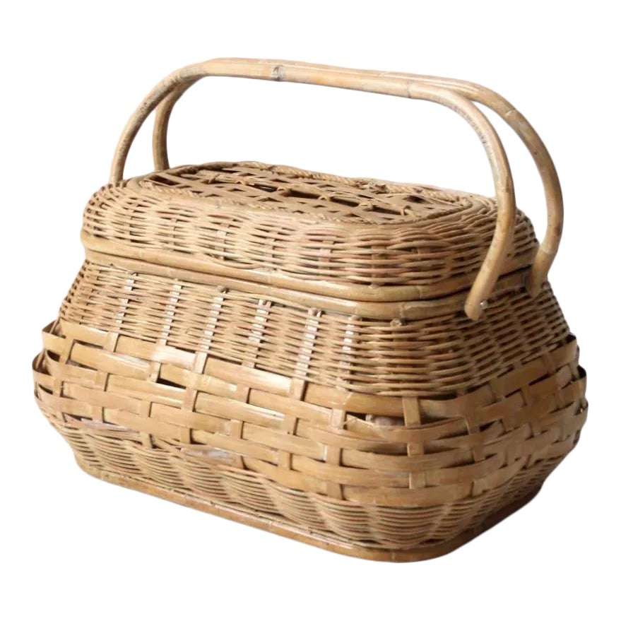 Mid 20th Century Vintage Picnic Basket Chairish