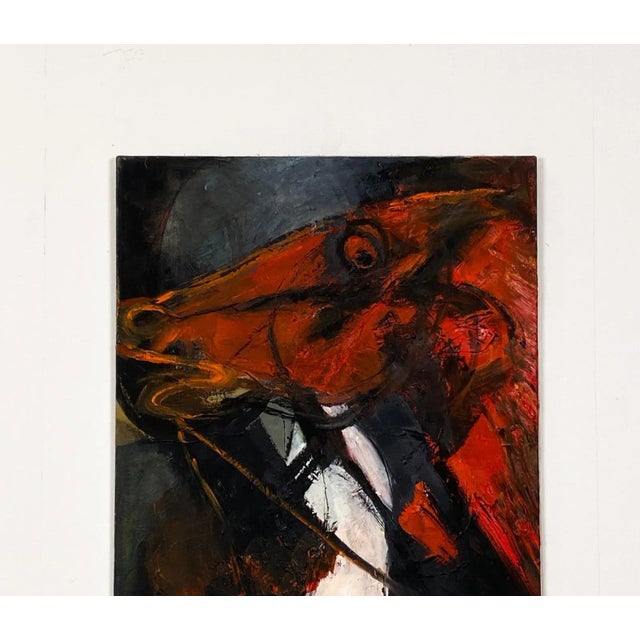 A Mid Century oil on canvas figurative of a horse's head, by H. Krell.