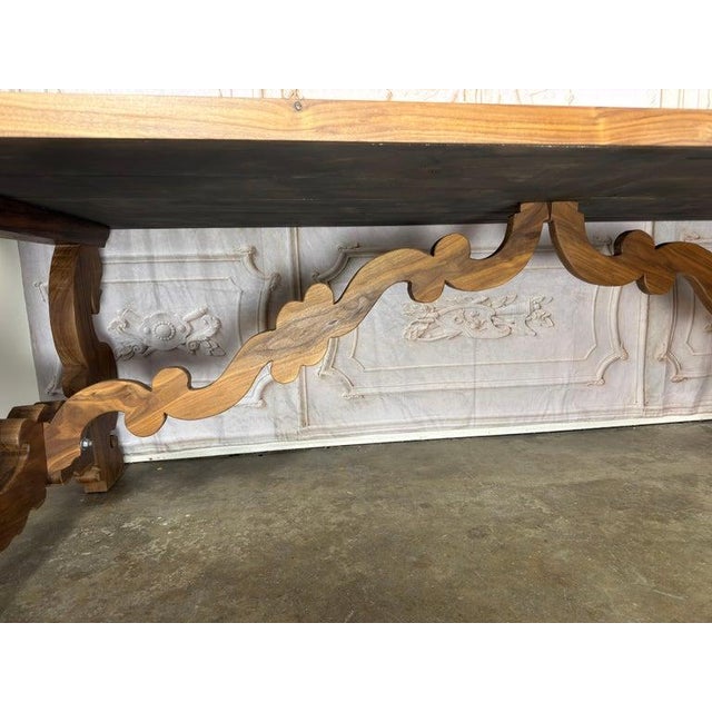 Melissa Levinson Monumental Spanish Baroque Walnut Trestle Dining Table by Miamar Home For Sale - Image 4 of 18