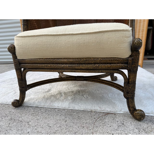Vintage Maitland-Smith British Colonial Style Double Caned Faux-Tortoiseshell Wingback Chair For Sale - Image 14 of 18