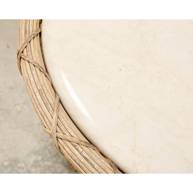 Pair of Danny Ho Fong Organic Modern Rattan Marble Tables For Sale - Image 16 of 18