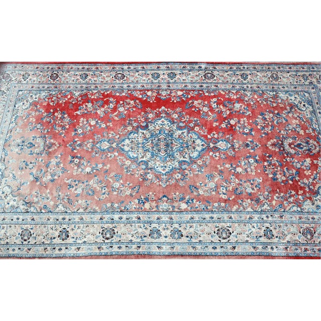 Red Large Middle Eastern Mashad Rug For Sale - Image 8 of 9
