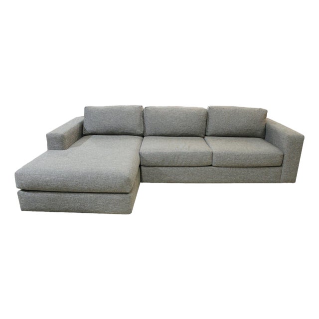 West Elm Gray Sectional Sofa W/Chaise - Gray For Sale