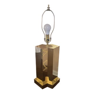 1970s Attributed to Paul Evans Modern Brass Table Lamp For Sale