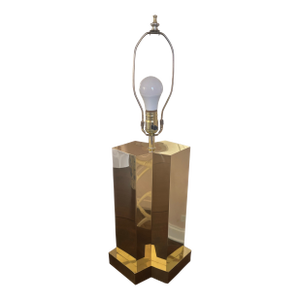 1970s Attributed to Paul Evans Modern Brass Table Lamp
