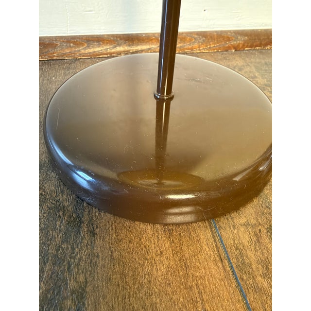 Mid-Century Modern Vintage 1970s-Style Minimalist Brown Metal Table Lamp With Textured Drum Shade For Sale - Image 3 of 4