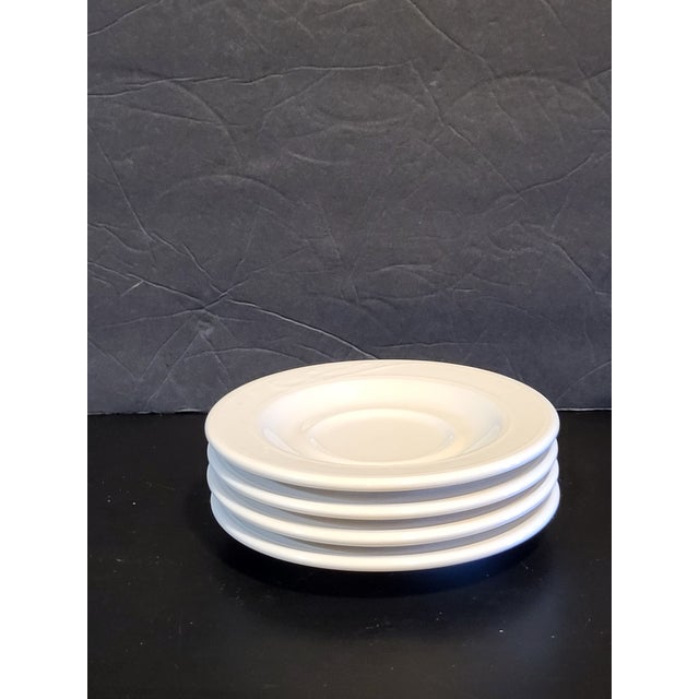 Antique White Mid 20th Century Homer and Laughlin Ironstone Saucers - Set of 4 For Sale - Image 8 of 9