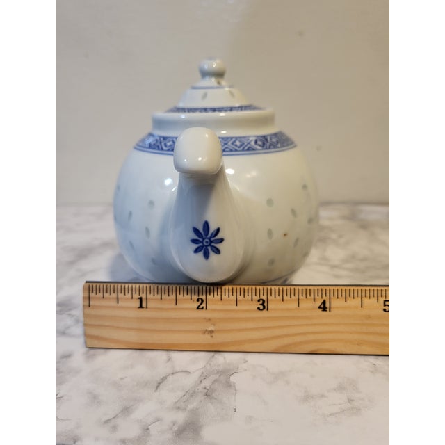 1980s Chinese Floral Porcelain Translucent Rice Grain - Set of 5 For Sale - Image 14 of 15