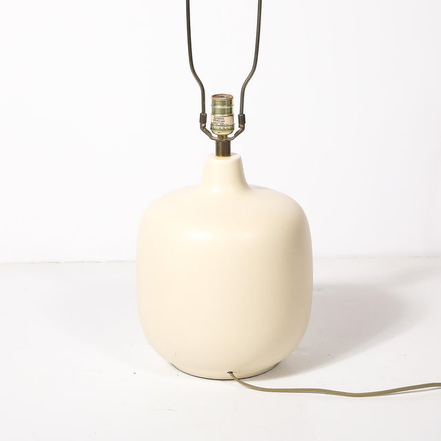 Mid-Century Off White Glazed Ceramic Table Lamps by Lotte & Gunnar Bostlund For Sale - Image 11 of 17