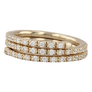 0.62ctw Diamond Wrap Coiled Band Bypass Ring 14k Gold Flexible Size Stackable For Sale