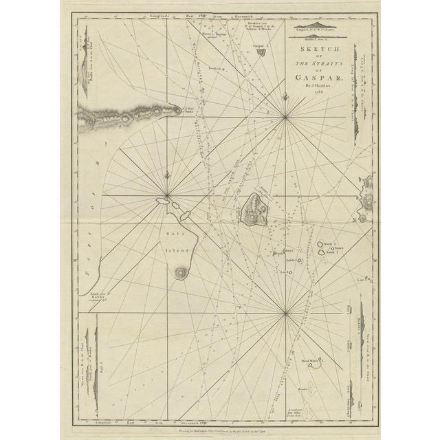 Antique map titled 'Sketch of the Straits of Gaspar'. Detailed sea chart of the Gaspar Strait, showing part of the Island...