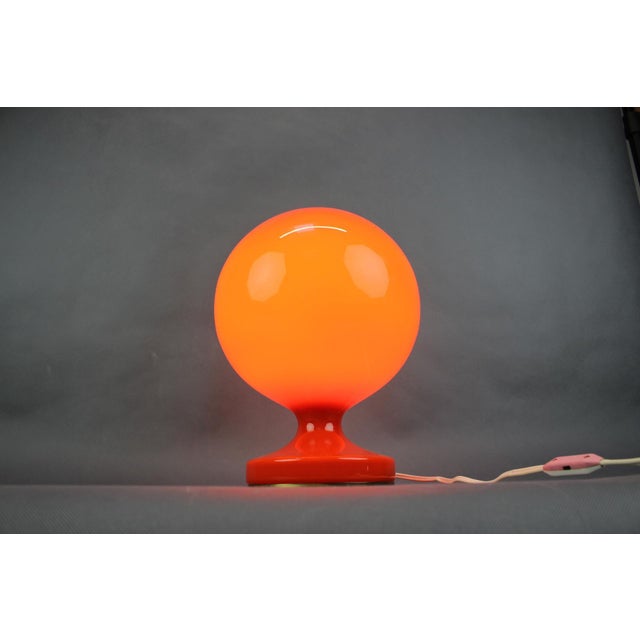 Czech Orange Opaline Glass Mushroom Table Lamp, 1970s For Sale - Image 12 of 13