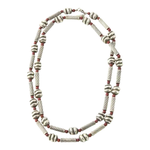 Stylized Sterling Silver and Jasper Bead Long Necklace by Nancy & Rise