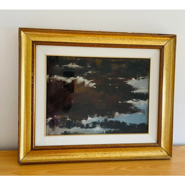 Mid-Century Modern Dark Academia Original Mid 20 Th C Italian Abstract Painting For Sale - Image 3 of 8
