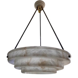 Art Deco Alabaster Pendant Fixture For Sale