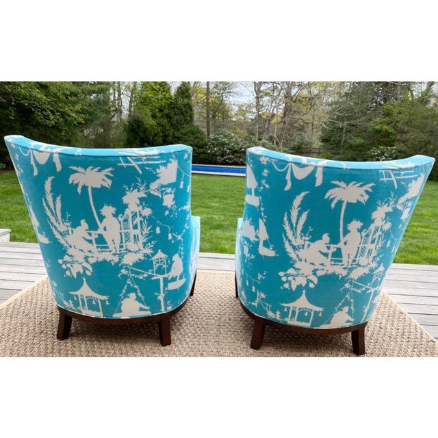 Custom Wingback Chairs, a Pair For Sale - Image 10 of 11