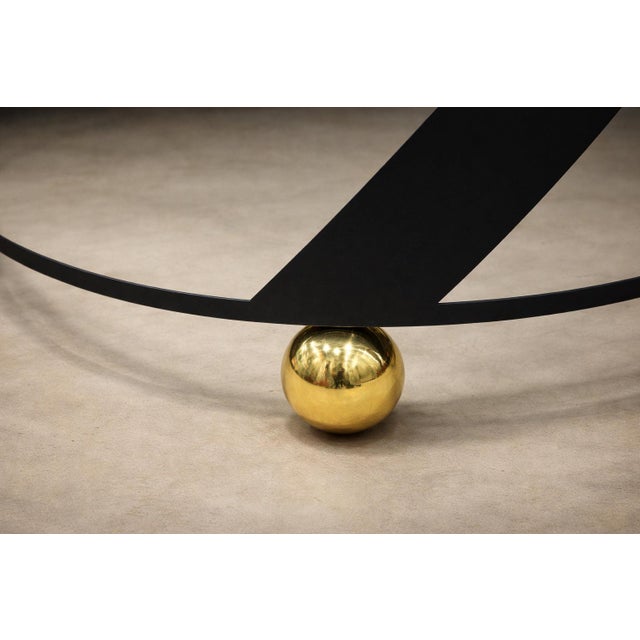 Metal Brazilian Modern Round Coffee Table in Plated & Painted Metal With Glass Top, Brazil, 1960s For Sale - Image 7 of 13