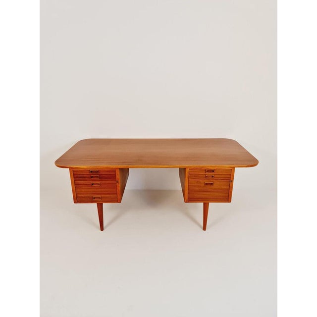 Danish Mahogany Model Executive Desk by Gunni for Omann jun, 1950s Design year: 1950s Dimensions: 94 D x 195 W x 73 H cm...