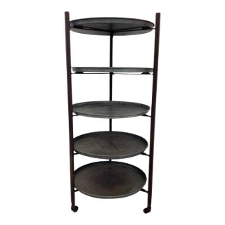1970s Vintage Reclaimed Bakery Shelf Rack With Removable Metal Trays For Sale