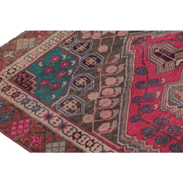 Vintage Persian Shiraz Rug in Pink and Teal Floral Patterns by Rug & Kilim For Sale In New York - Image 6 of 7