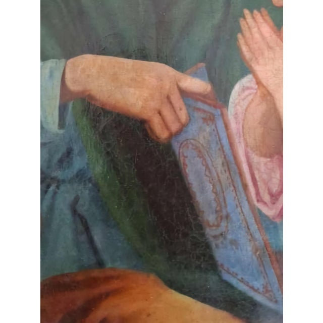 Saint Anne Teaching the Virgin to Read, 1800s, Oil on Canvas, Framed For Sale - Image 4 of 7