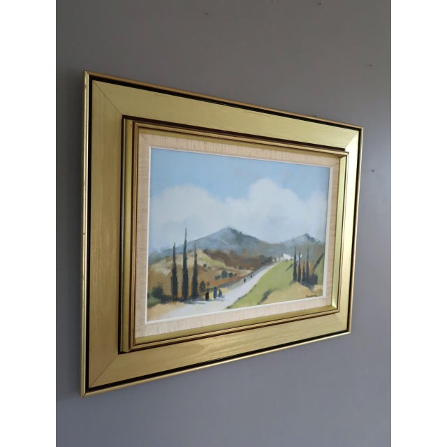 Mid-Century Modern 'Road Through Soft Hills' Vintage Swedish Original Landscape Oil Painting, Framed For Sale - Image 4 of 11