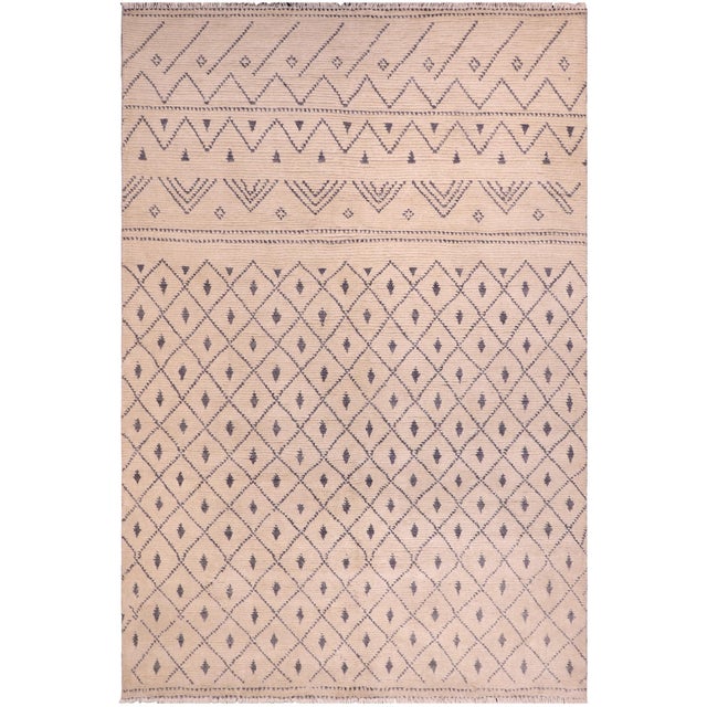 Rustic Beige/Gray High Low Wool Rug - 7'11'' X 10'3'' For Sale - Image 9 of 9