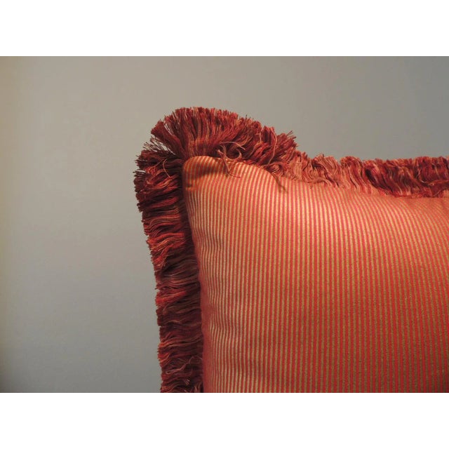 Hollywood Regency Vintage Orange and Gold Needlepoint Tapestry Square Decorative Pillow For Sale - Image 3 of 8