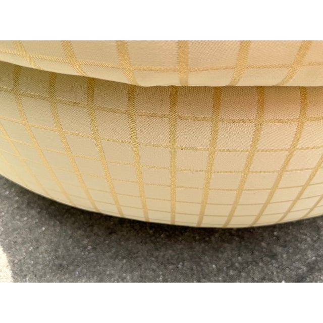 Vintage 42” Round Postmodern Upholstered Cocktail Ottoman With Down Feather Cushion For Sale - Image 13 of 14
