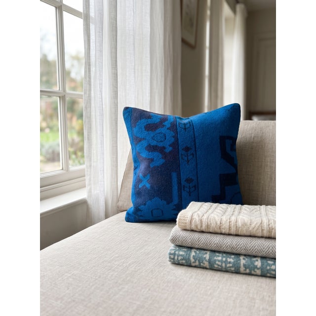 Vintage Turkish Wool Tribal Pillow For Sale - Image 4 of 13