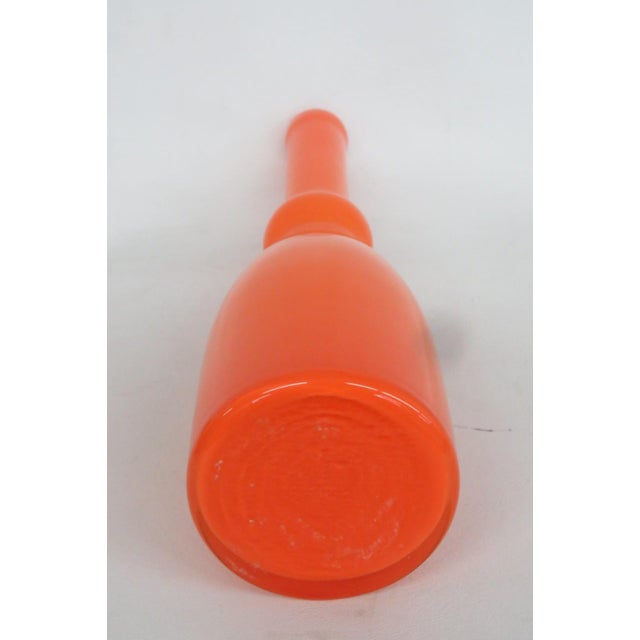 Orange Art Glass Vase Elongated Cylindrical Neck Mid Century Modern Style 4923b For Sale - Image 9 of 12